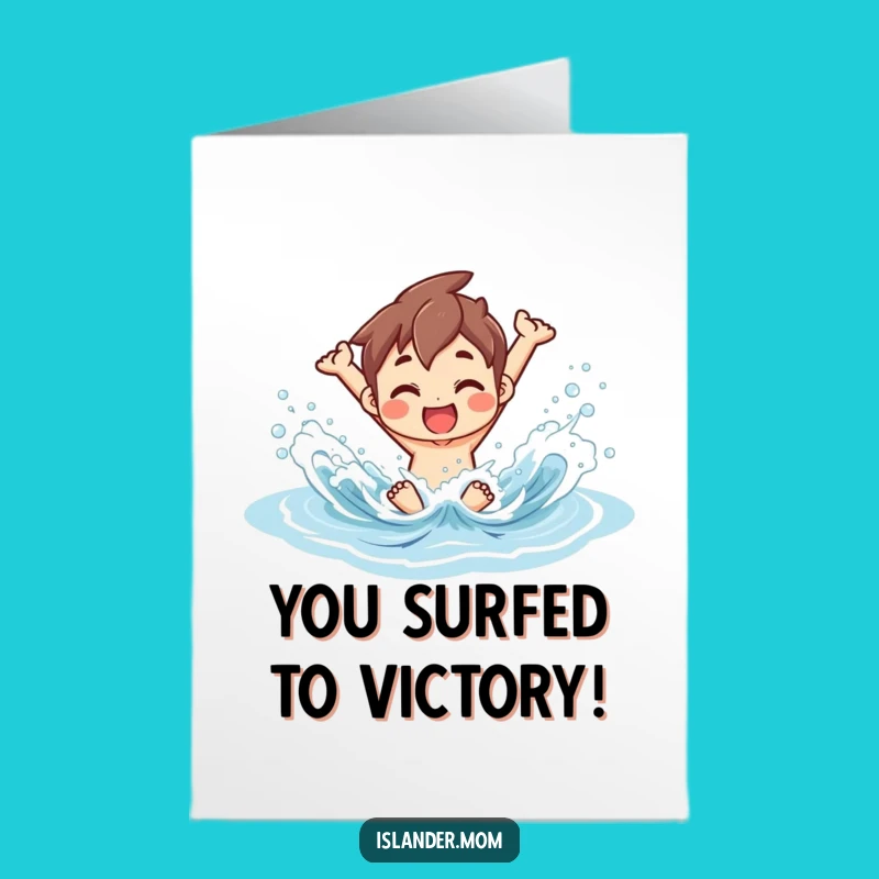Free Printable Congrats Card: Joyful Islander Wave Splash, Festive Download!