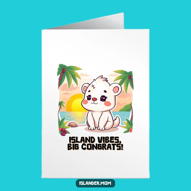 Free Printable Congrats Card: Kawaii Islander Sunset Moment Funny Downloadable Gift