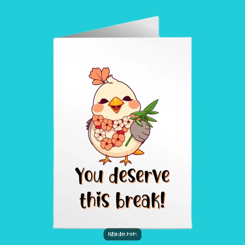 Free Printable Congrats Card: Tropical Bird Lei Humorous Downloadable Gift