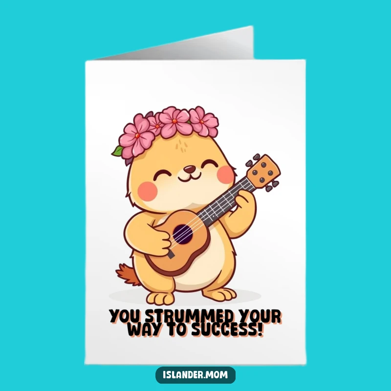 Free Printable Congrats Card: Ukulele Islander Animal - Music Celebration!