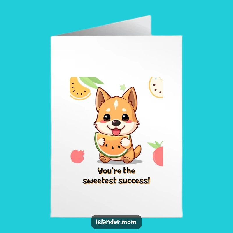 Free Printable Congrats Card: Welcoming Fruit Dog - Funny Downloadable Celebration