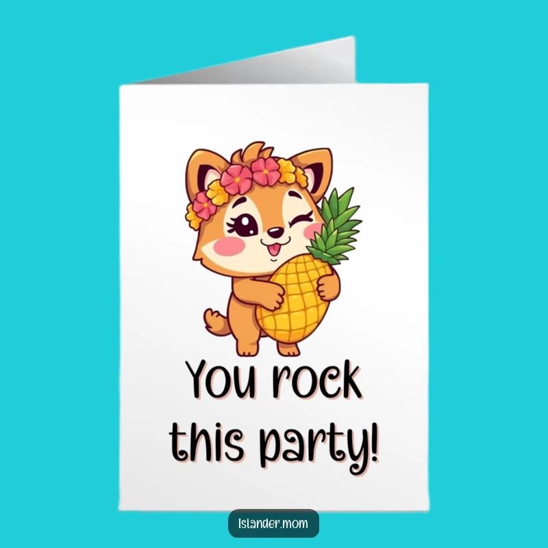 Free Printable Congratulations Card - Winking Islander Pineapple Celebration Downloadable Gift