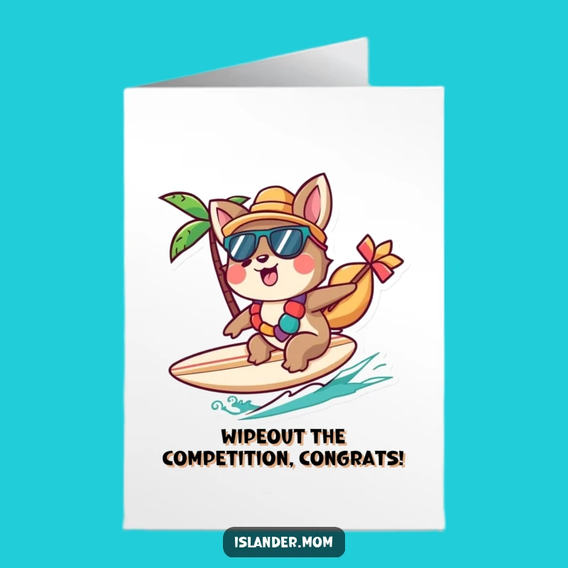 Free Printable Congrats Card: Surfing Islander Victory - Ride the Wave Download