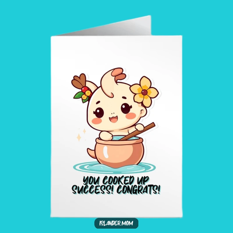 Free Printable Congrats Card: Tropical Chef's Success Funny Downloadable Gift
