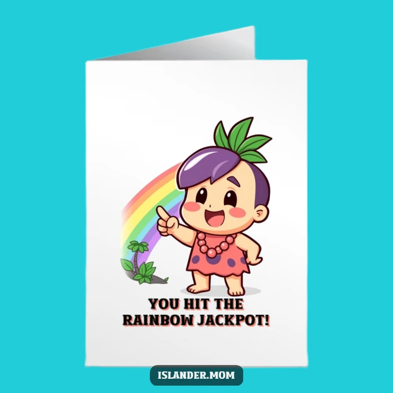 Free Printable Congrats Card: Enthusiastic Islander Rainbow Greeting, Downloadable Gift!