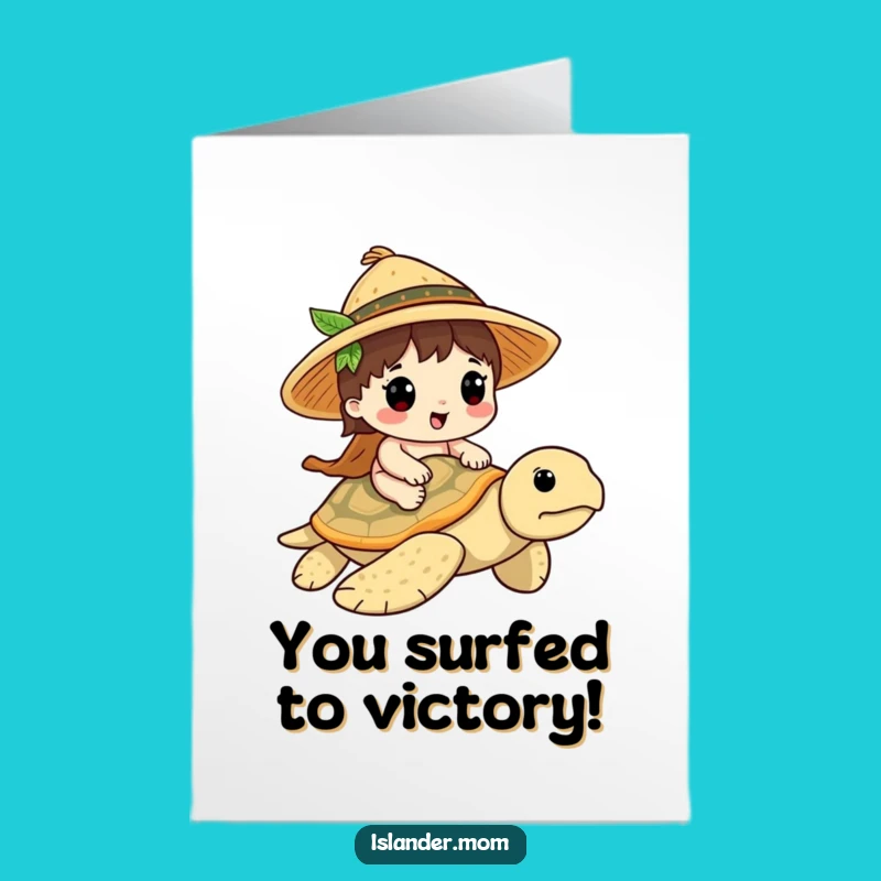 Free Printable Congrats Card: Islander Turtle Ride DIY Humor Downloadable Gift