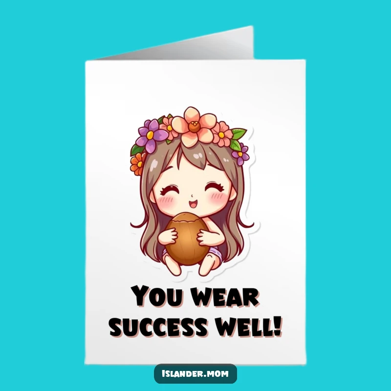 Free Printable Congrats Card: Flower Crown Coconut Character Funny Gift