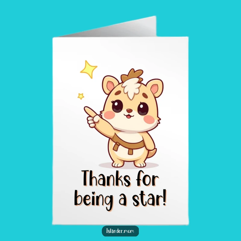 Free Printable Thank You Card: Curious Islander Animal & Star - Sweet Downloadable Gift!