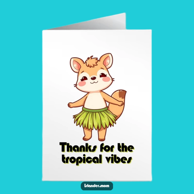 Free Printable Thank You Card: Grass Skirt Animal Appreciation Dance Downloadable Gift