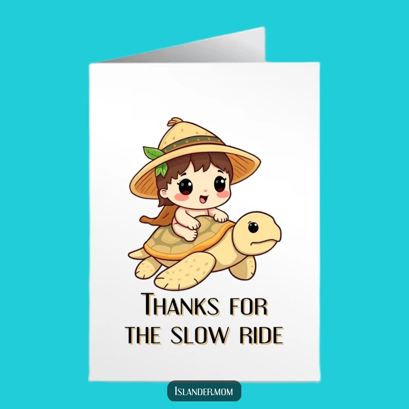 Free Printable Thank You Card: Islander Turtle Ride DIY Humor Downloadable Gift