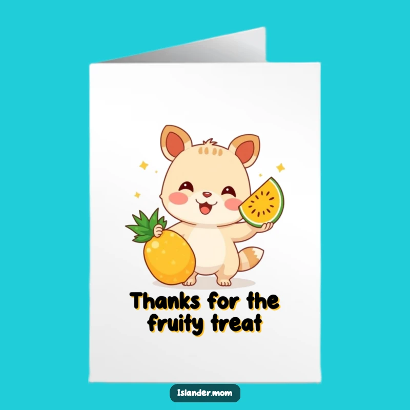 Free Printable Thank You Card: Juggling Fruit Animal Gratitude Downloadable Gift