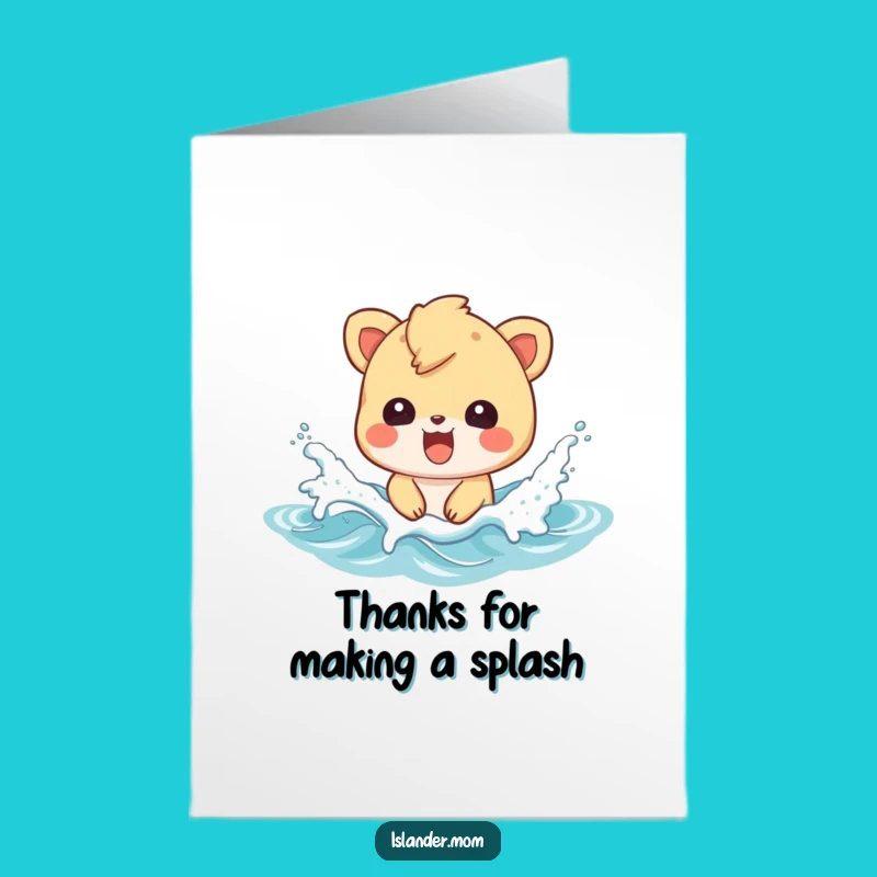 Free Printable Thank You Card: Splashing Islander Animal - Fun Downloadable Gift!