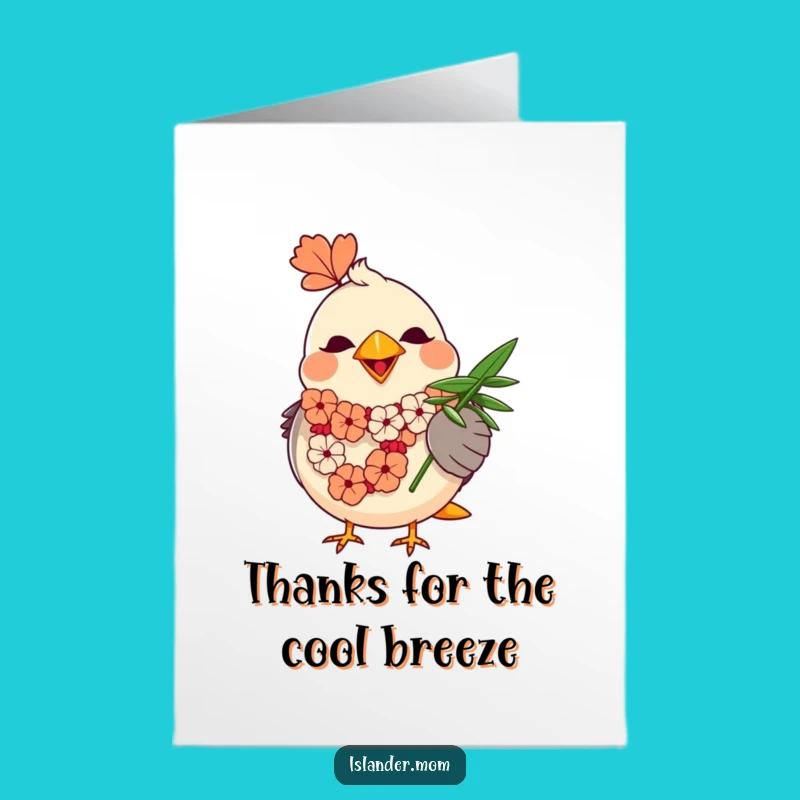 Free Printable Thank You Card: Tropical Bird Lei Humorous Downloadable Gift