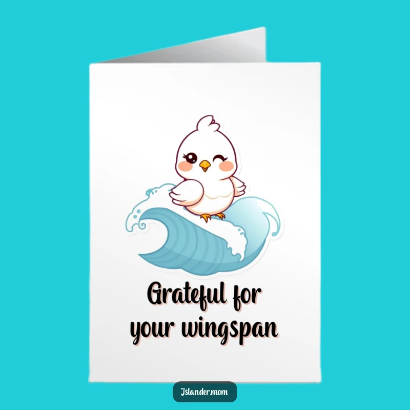 Free Printable Thank You Card: Funny Mama Bird Wave Design Downloadable Gift