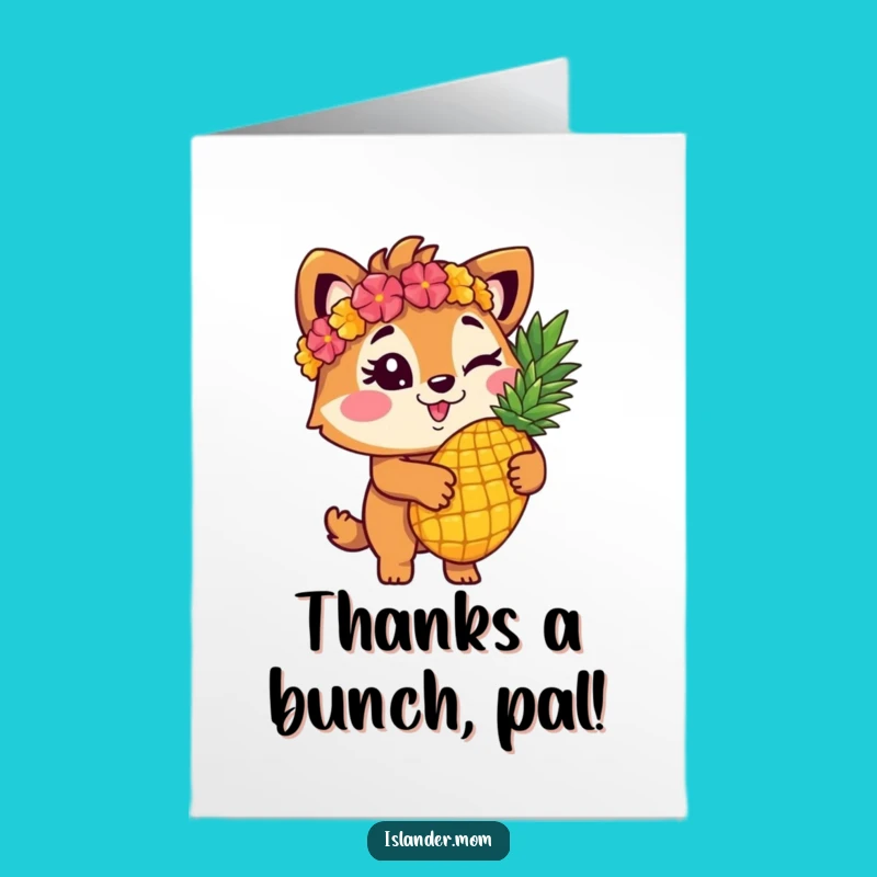 Free Printable Thank You Card - Winking Pineapple Islander Thankful Downloadable Gift