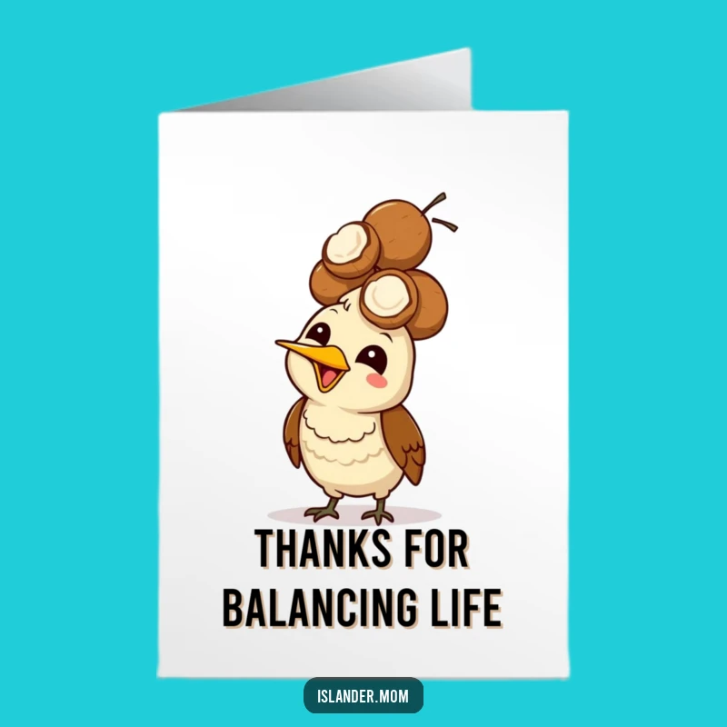 Free Printable Thank You Card: Coconut Bird Balance Humorous Downloadable Gift
