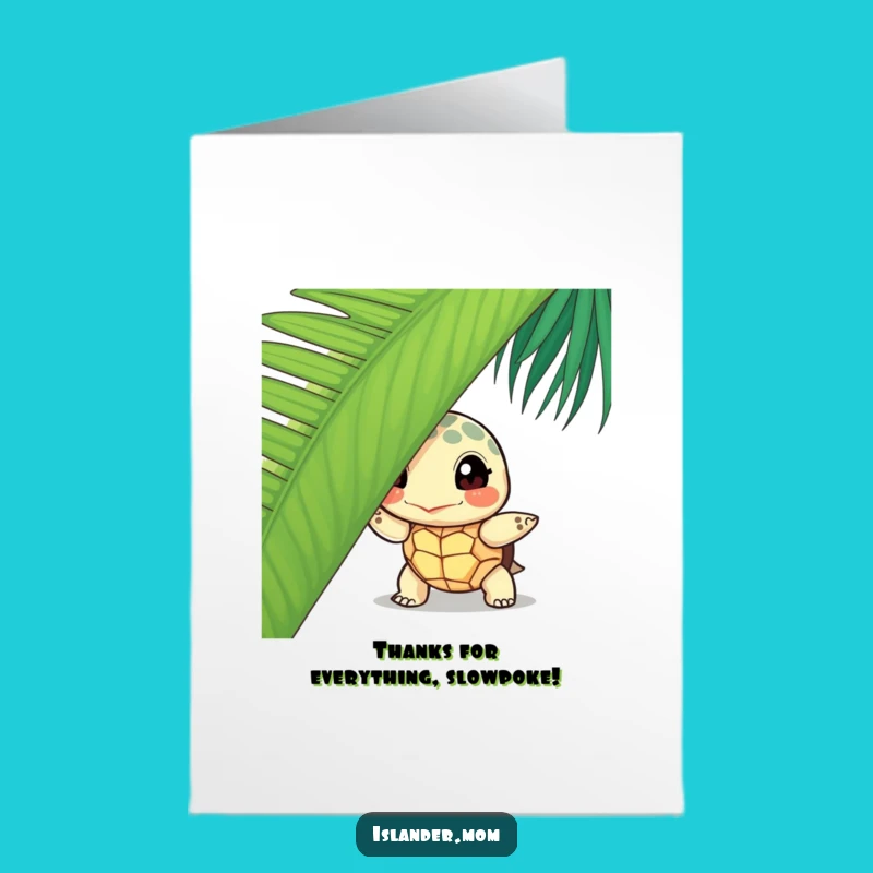Free Printable Turtle Thank You Card: Island Peek for Your Gratitude