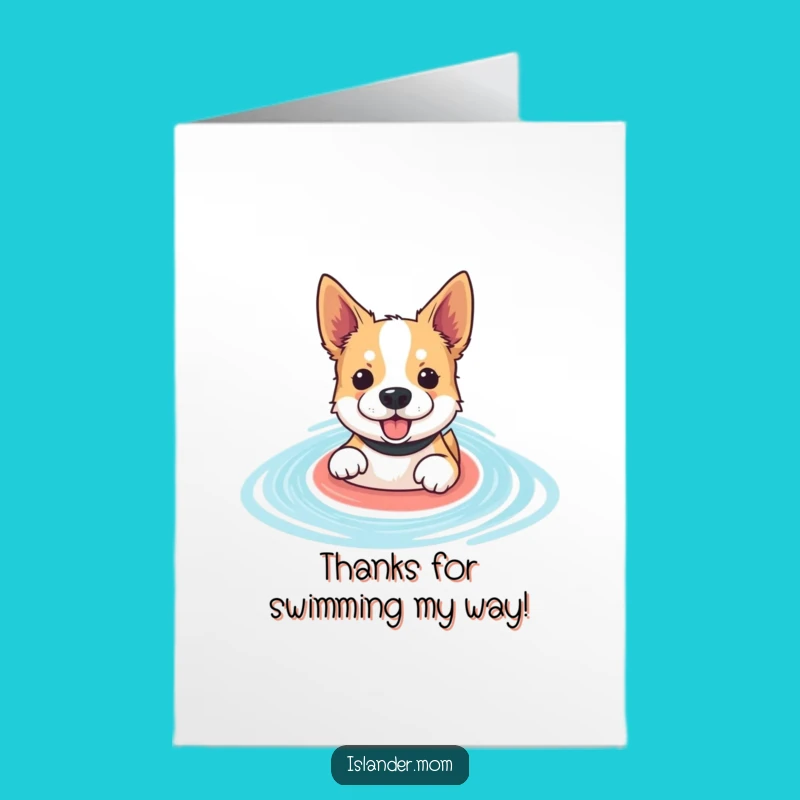 Free Printable Thank You Card: Happy Paddling Lagoon Dog - Funny Downloadable