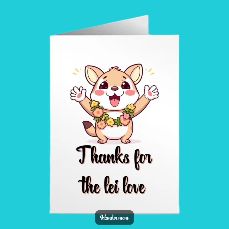 Free Printable Thank You Card: Leis Animal Gratitude Cheer Downloadable Gift