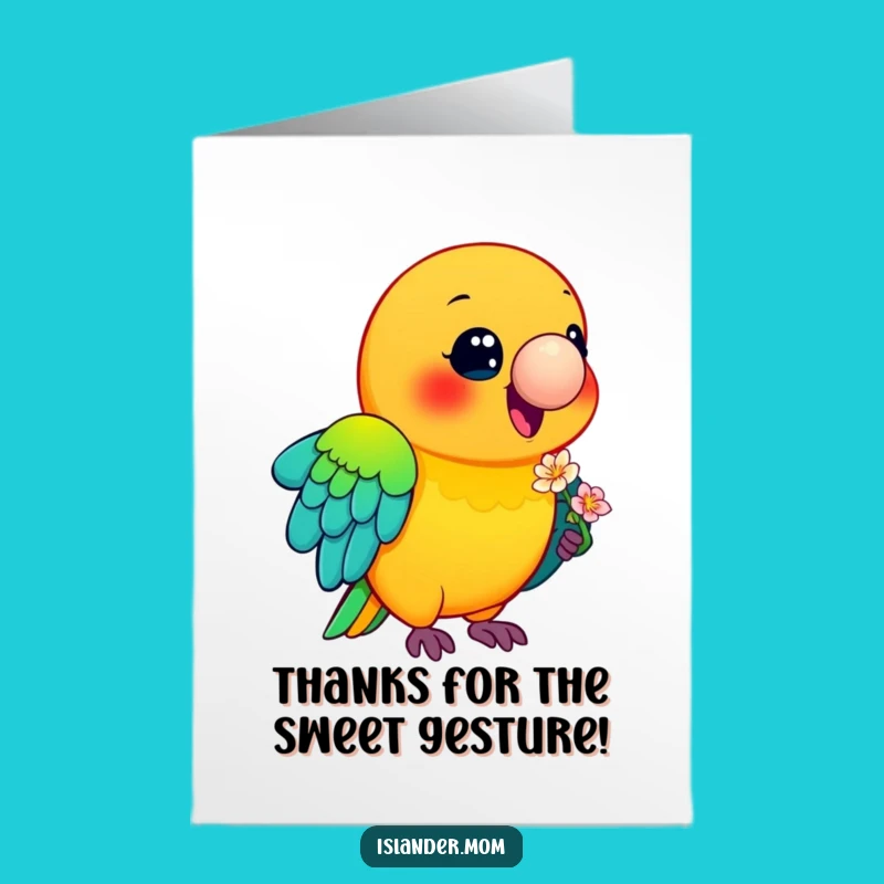 Free Printable Funny Parrot Thank You Card - Colorful Bird Flower Downloadable Gift