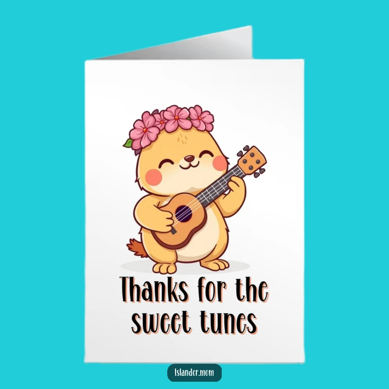 Free Printable Thank You Card: Ukulele Islander Animal - Musical Thanks!