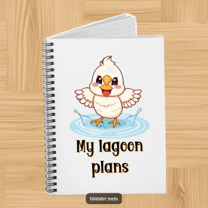 Funny Mama Bird Lagoon Splash Notebook: A mama bird with a wide smile splashes water with its feet.