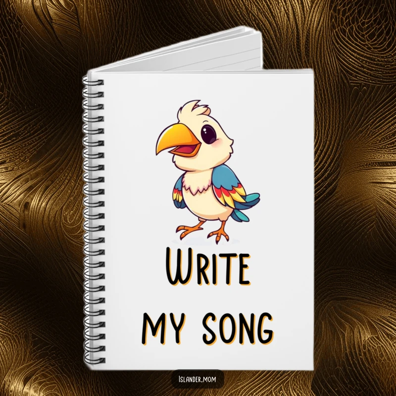 Funny playful bird notebook, featuring a bird doing a colorful shimmy, perfect for notes and creative journaling.