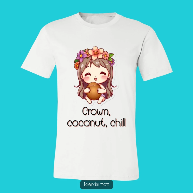 Funny Flower Crown Coconut T-Shirt: Island Character Tee, Perfect Funny Gift