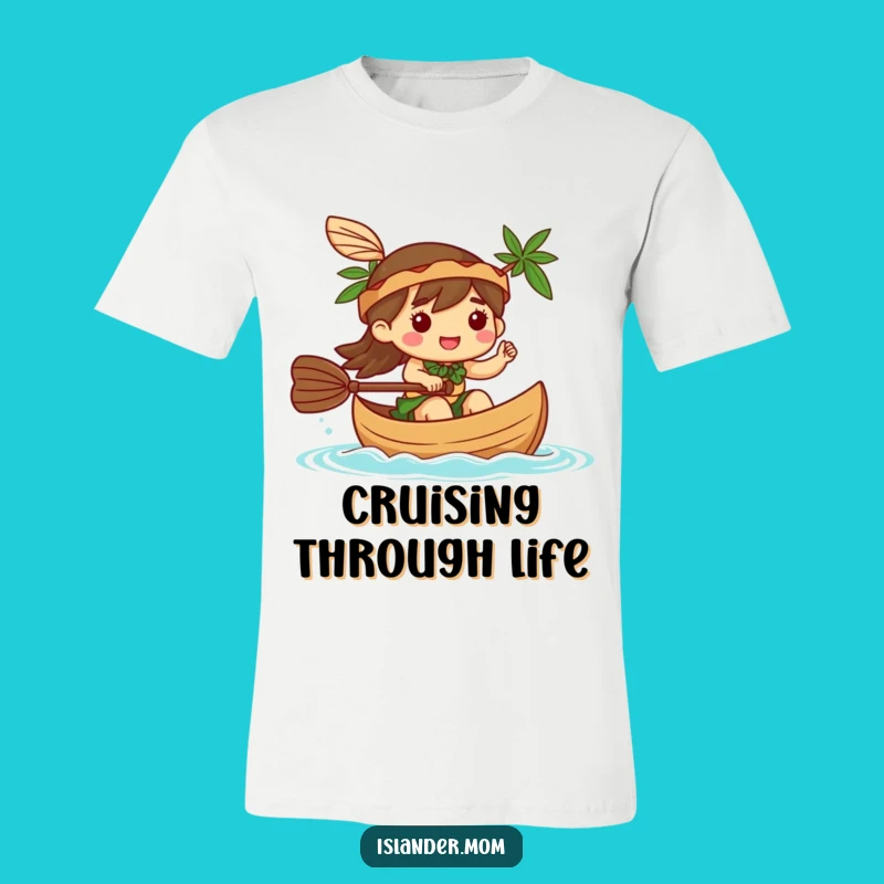 Funny Kawaii Islander Canoe Paddling Tee: Adventure & Joyful Character Shirt