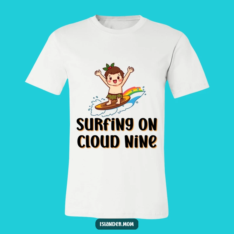 Funny Rainbow Wave Islander T-Shirt - Joyful Surfing Tee for Glee