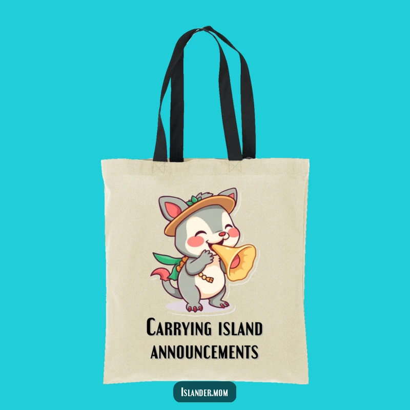 Funny Islander Animal Tote Bag: Conch Shell Blower for Tropical Adventures